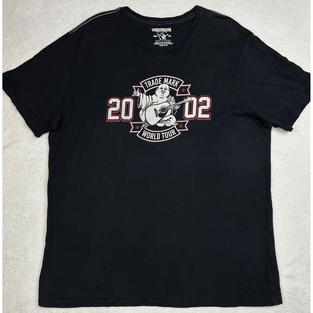 True Religion Mens Black Buddha World Tour 2002 Graphic‎ T-Shirt XXXL